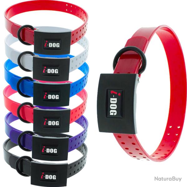 Colliers PREMIUM Rouge 2,5 x 65cm - 3mm d'�paisseur I-DOG marque Fran�aise