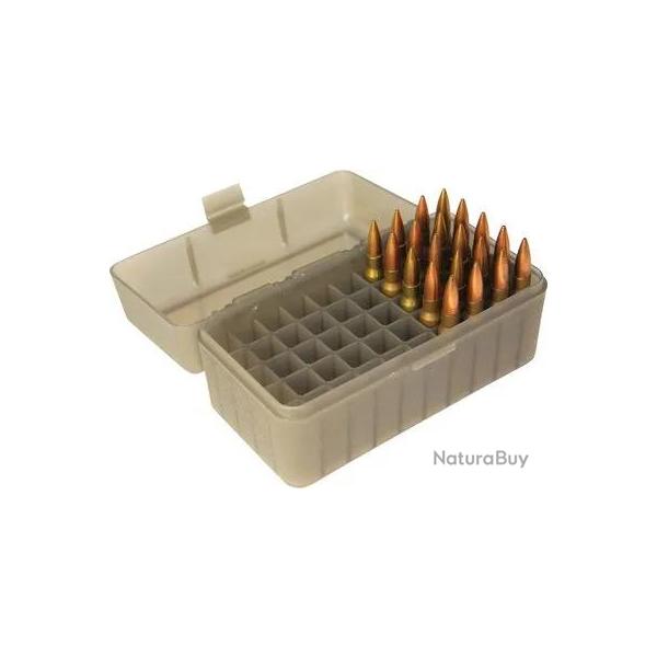Bo�te de Rangement pour 50 Munitions Calibres .243, .308 Win, 6.5 Creedmoor Grise