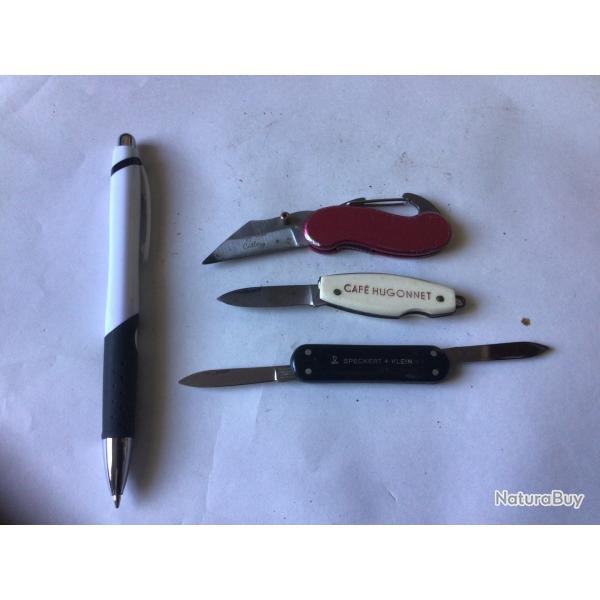 VENDU PAR LE-CUIRASSIER LOT N� 6 DE 3 COUTEAUX MINIATURE ET PUBLICITAIRE