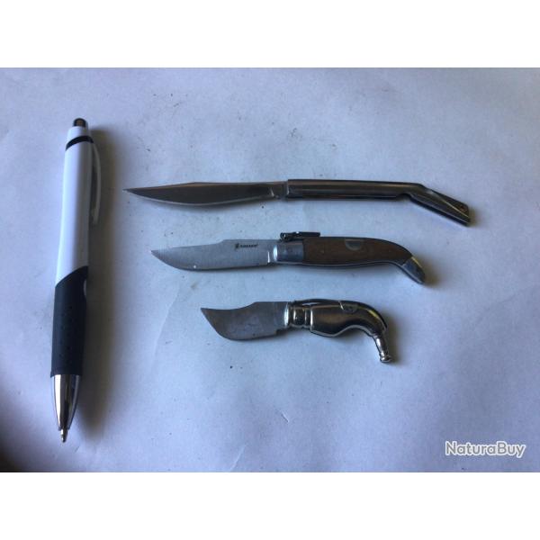 VENDU PAR LE-CUIRASSIER LOT N 4 DE 3 COUTEAUX MINIATURE