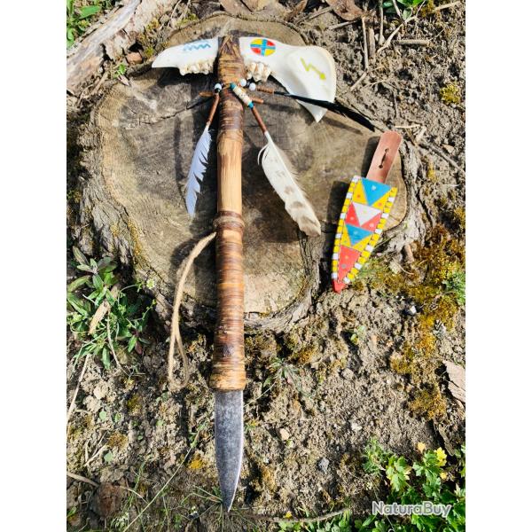 tomahawk am�rindien d'artisan / m�choire de cerf
