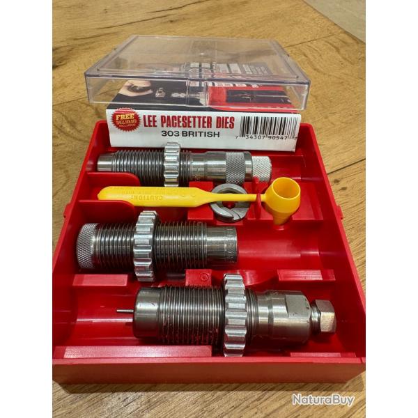 JEU D'OUTILS LEE  3 OUTILS CALIBRE 303 BRITISH  ref 90547 avec shell holder