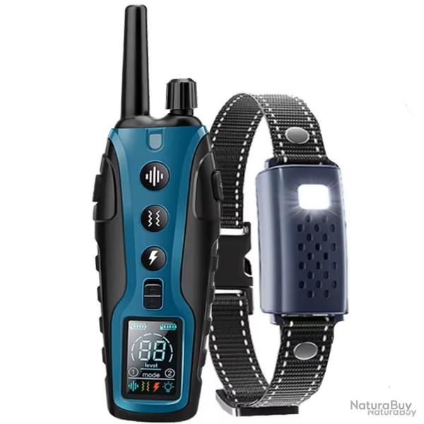 COLLIER DE DRESSAGE POUR CHIEN MULTIMODES - BLEU - MANUEL EN FRAN�AIS - LIVRAISON GRATUITE