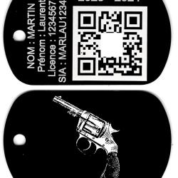 FFT! - Porte cl&eacute; TAG militaire Licence de tir en aluminium grav&eacute; au laser (Recto / Verso)