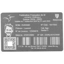 Licence de tir en aluminium Argent&eacute;e grav&eacute; au laser (Recto)