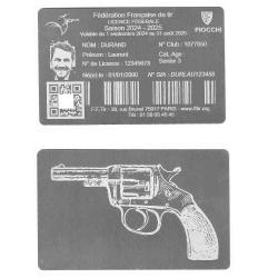 Licence de tir en aluminium argent&eacute;e grav&eacute; au laser (Recto / Verso)
