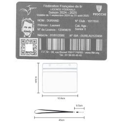 Licence de tir en aluminium argent&eacute;e grav&eacute; au laser (Recto) + Porte badge tour de cou