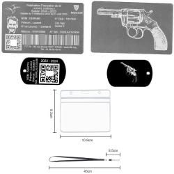Licence de tir aluminium argent&eacute;e+Port&eacute; cl&eacute; TAG militaire en aluminium grav&eacute; au laser (Recto / Verso