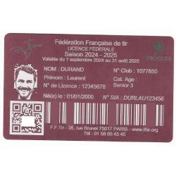 Licence de tir en aluminium rose grav&eacute; au laser (Recto)