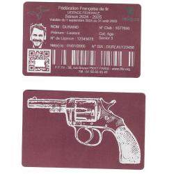 Licence de tir en aluminium rose grav&eacute; au laser (Recto / Verso)