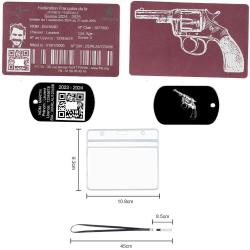 Licence de tir aluminium rose +Port&eacute; cl&eacute; TAG militaire en aluminium grav&eacute; au laser (Recto / Verso) +