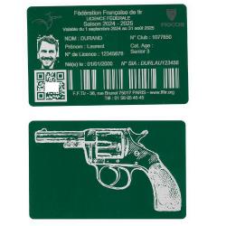 Licence de tir en aluminium vert grav&eacute; au laser (Recto / Verso)
