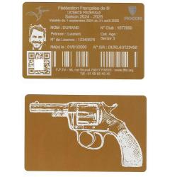 Licence de tir en aluminium dor&eacute; grav&eacute; au laser (Recto / Verso)