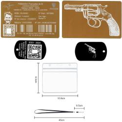 Licence de tir aluminium dor&eacute; +Port&eacute; cl&eacute; TAG militaire en aluminium grav&eacute; au laser (Recto / Verso) +