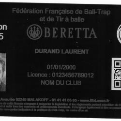 Licence de Ball-Trap en aluminium grav&eacute; au laser (Recto)
