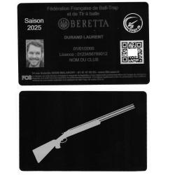 Licence de Ball-Trap en aluminium grav&eacute; au laser (Recto / Verso)