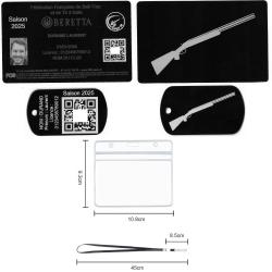 Licence de tir FFBT + Port&eacute; cl&eacute; TAG militaire en aluminium grav&eacute; au laser (Recto / Verso) + Porte ba