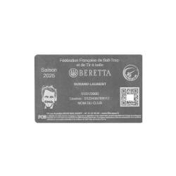Licence de Ball-Trap en aluminium argent&eacute; grav&eacute; au laser (Recto)