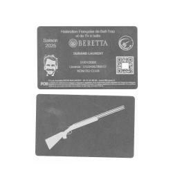 Licence de Ball-Trap en aluminium argent&eacute; grav&eacute; au laser (Recto / Verso)