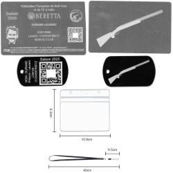 Licence de tir FFBT argent&eacute; + Port&eacute; cl&eacute; TAG militaire en aluminium grav&eacute; au laser (Recto / Verso) + 