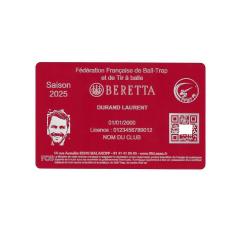 Licence de Ball-Trap rouge en aluminium grav&eacute; au laser (Recto)