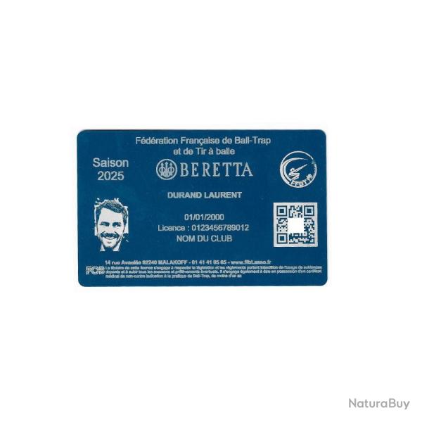 Licence de Ball-Trap bleu en aluminium grav� au laser (Recto)