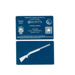 Licence de Ball-Trap en aluminium bleu grav&eacute; au laser (Recto / Verso)