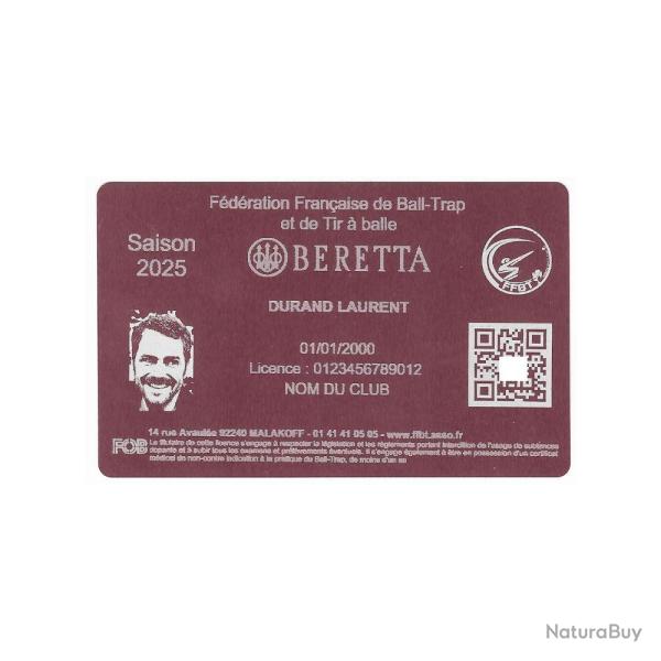 Licence de Ball-Trap rose en aluminium grav� au laser (Recto)