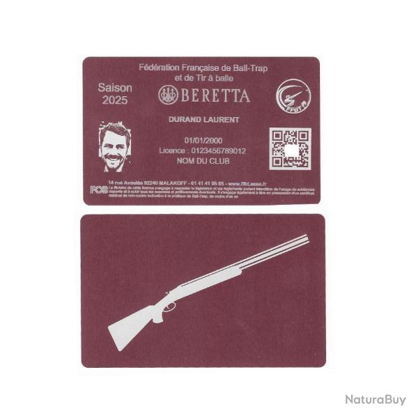Licence de Ball-Trap en aluminium rose grav� au laser (Recto / Verso)