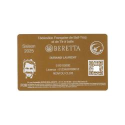 Licence de Ball-Trap dor&eacute; en aluminium grav&eacute; au laser (Recto)