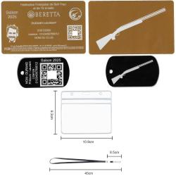 Licence de tir FFBT dor&eacute; + Port&eacute; cl&eacute; TAG militaire en aluminium grav&eacute; au laser (Recto / Verso) + Por