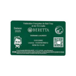 Licence de Ball-Trap vert en aluminium grav&eacute; au laser (Recto)