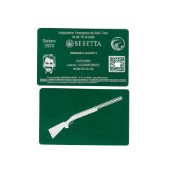 Licence de Ball-Trap en aluminium vert grav&eacute; au laser (Recto / Verso)