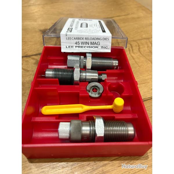 Jeux d'outils (3) Lee Precision Calibre 45ACP 45 AUTO RIM (90810) au carbure + shell holder