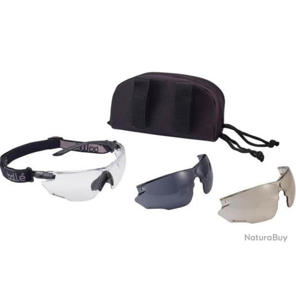 Lunettes BOLLE Combat Kit incolore avec deux �crans, harnais et housse - LUNETTES COMBAT KIT BOLLE I