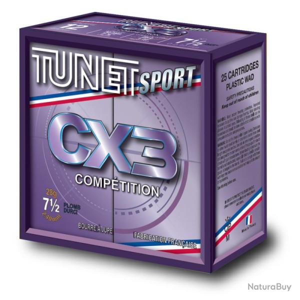 Boite x25 - Cartouche TUNET cal12 CX3 28BJ Pb7.5