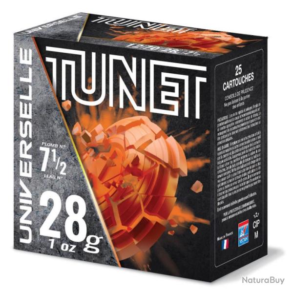 Boite x25 Cartouche ball trap TUNET cal12 UNIVERSELLE 28BJ Pb7.5