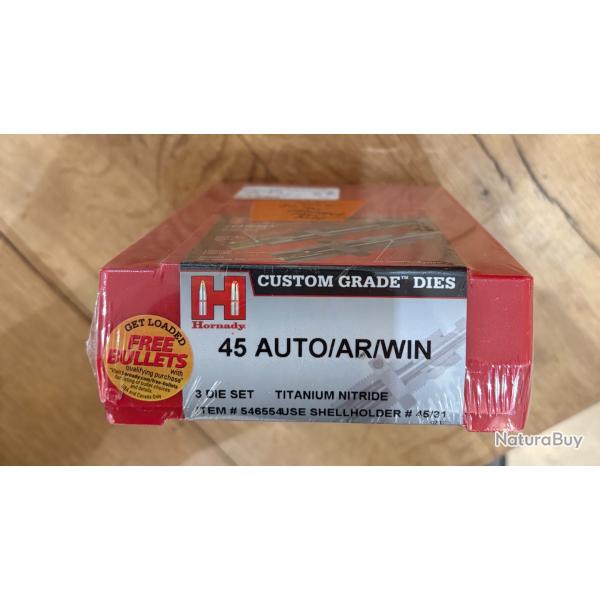 Jeu de 3 outils Hornady 45 Auto-AR-Win Mag (.451) ref 546554 neuf custom grade die