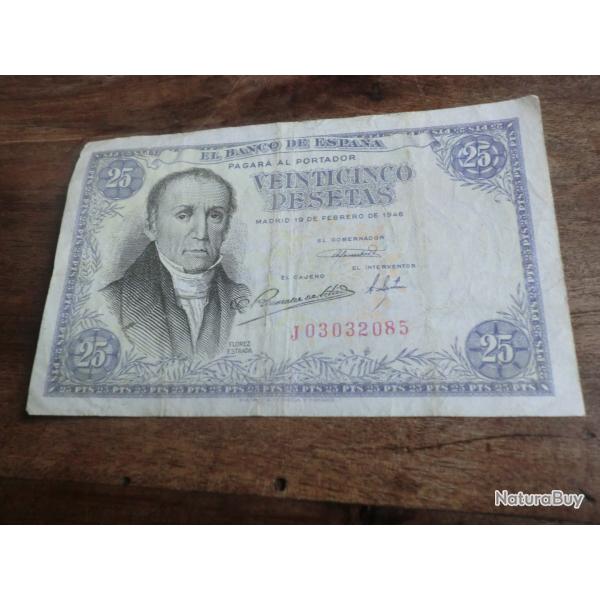 billet 25 pesetas  /  J03032085 / 1946