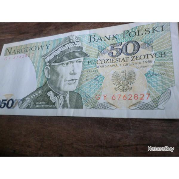 billet bank polski  50 piecdziesiat zlotych  / GY 6762827  / 1988