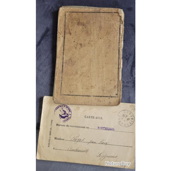 Carnet militaire classe 1918.