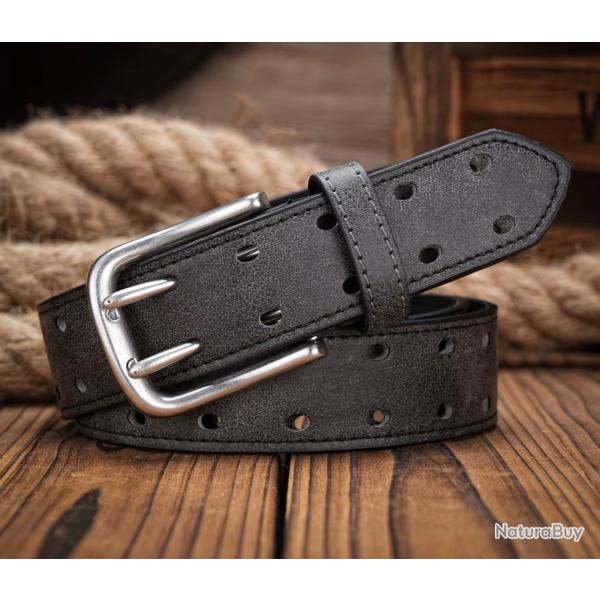 Ceinture en cuir NOIR ou MARON au choix, 120 cm