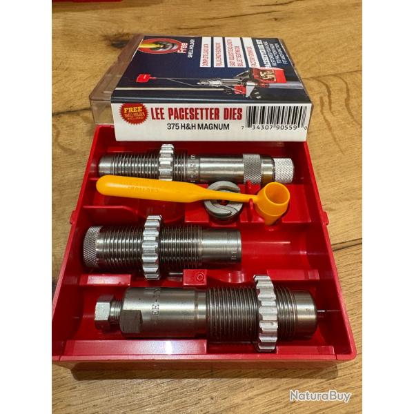 JEU D'OUTILS LEE 3 OUTILS CALIBRE 375 H&H magnum ref 90559 avec shell holder