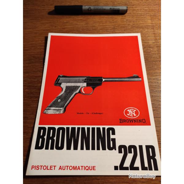 Ancienne plaquette notice utilisation publicit pistolet automatique Browning 22 LR modle Tir Chall