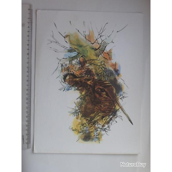 Publicit� cartonn�e ann�es 60 grand format sign�e M. PARENT: LA BECASSE - Reproduction