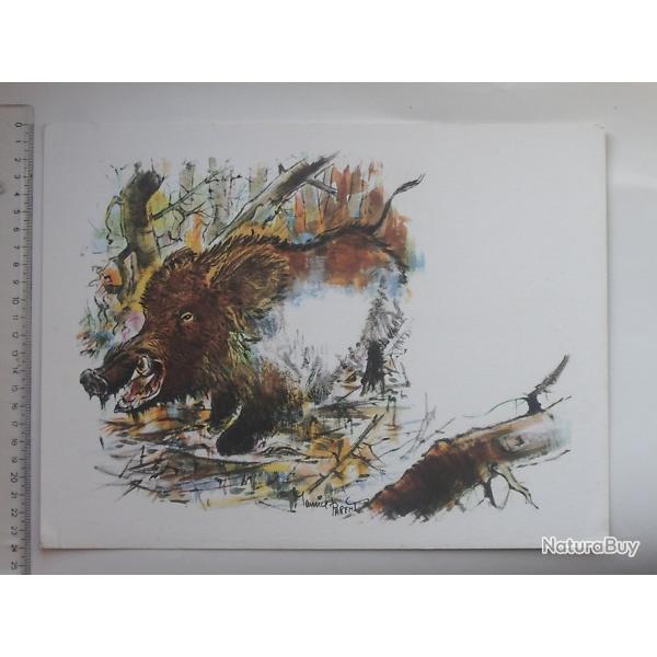 Publicit� cartonn�e ann�es 60 grand format sign�e M. PARENT: LE SANGLIER - Reproduction D�coration