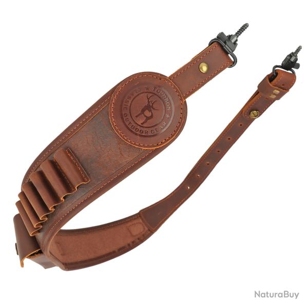 charpe de fusil en cuir avec cartouches porte-munitions -**Leather with swivels  LIVRAISON GRATUITE