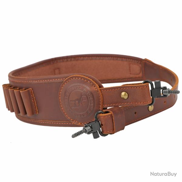 charpe de fusil en cuir Tourbon avec cartouches porte-munitions  -**PU with swivels