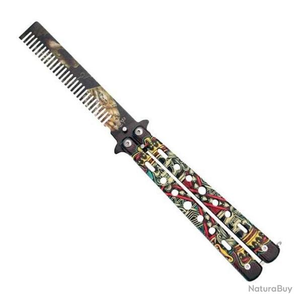 Couteau papillon peigne (t�tes de mort) [Third]