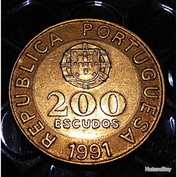 Portugal piece de 200 escudos bi metal  1991 ttb